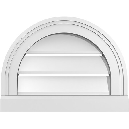 Ekena Millwork Round Top Surface Mount PVC Gable Vent: Functional, w/ 2"W x 2"P Brickmould Sill Frame, 16"W x 12"H GVPRT16X1203SF